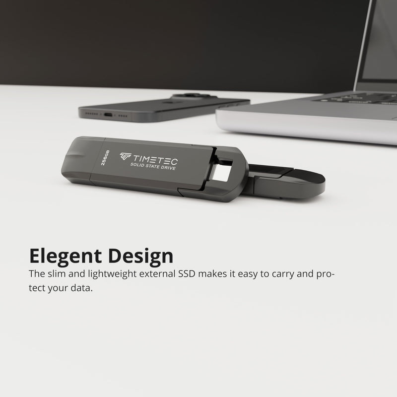 Timetec 256GB Pro Portable USB 3.2 Gen 2 Type-C/Type-A SSD Read Speed 1000MB/s Solid State Drive Stick