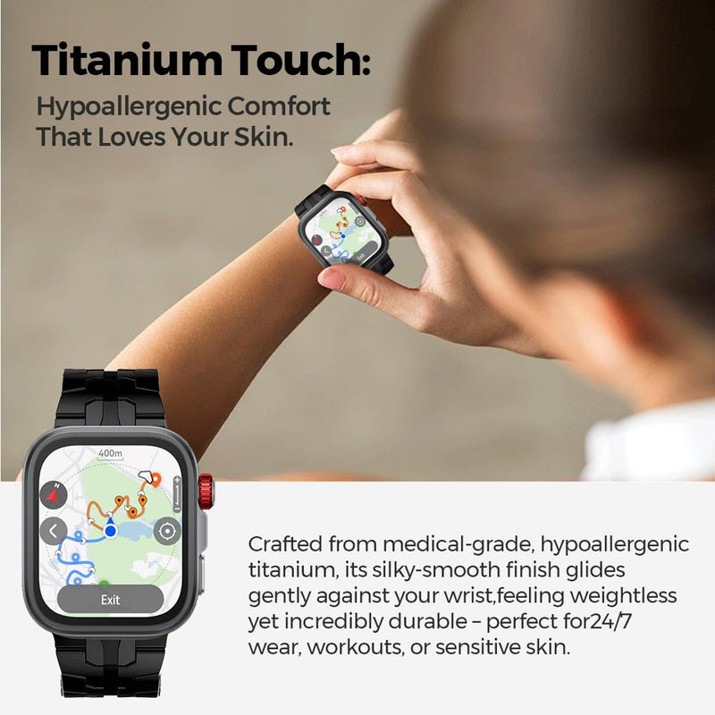 Titanium Metal Band for Huawei Watch Fit 5 Pro/5/4/4 Pro/3 for Men | 40% Lighter than Steel,Hypoallergenic,Corrosion Resistant,Durable,Fits wrist 5.9"-8.6",Length Adjustable,Secure Clasp black 22mm