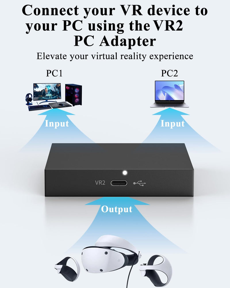 [AUSTRALIA] - PC Adapter for VR2 Headset, VR2 to PC Converter for SteamVR Gaming on Windows, Stable Signal with Durable Aluminum Alloy Housing 