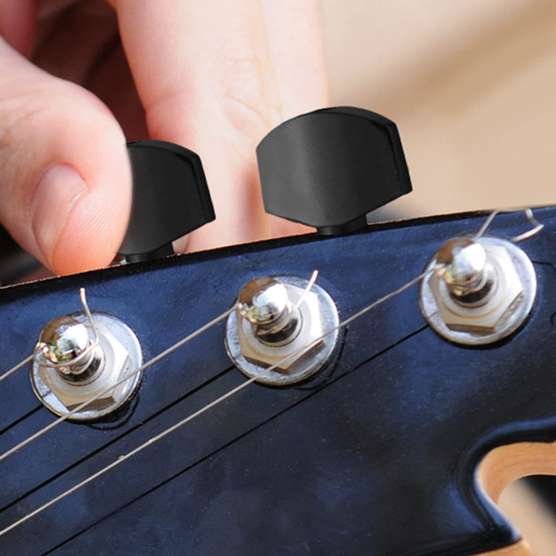 Metal Black Guitar Tuning Peg Buttons, Square Shape Tuning Key Button Heads Tuners Machine Handle for Folk Electric and Acoustic Guitar, Pack of 6