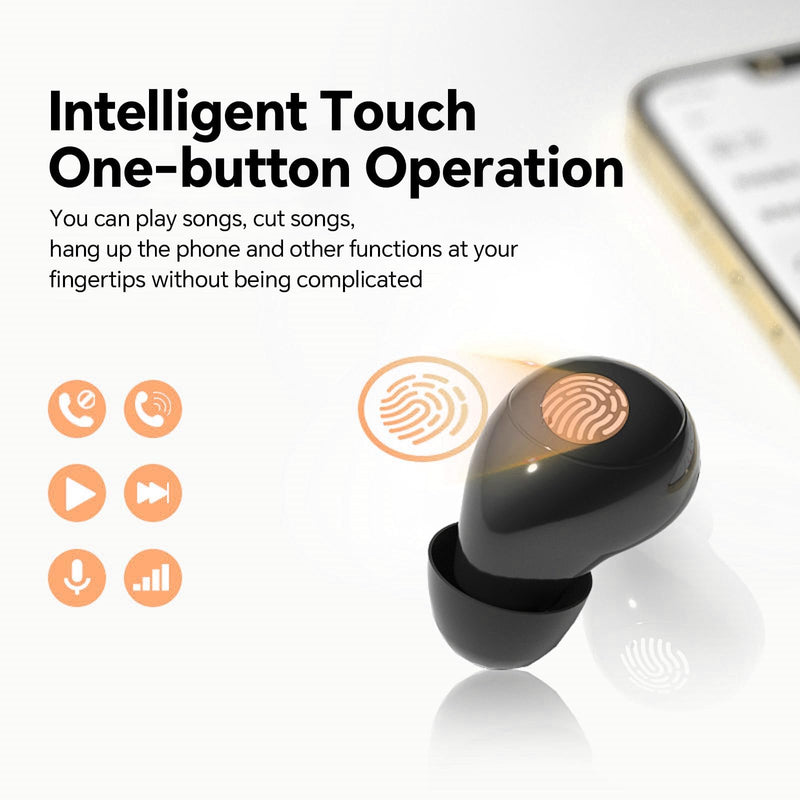 Small Mini Invisible Earbuds Small Mini Headphones Wireless Bluetooth | Low Profile Micro Smallest Tiny Discreet Hidden Earbuds for Work, Invisible Sleep Earphone Ear Buds for Small Ear Canals Black