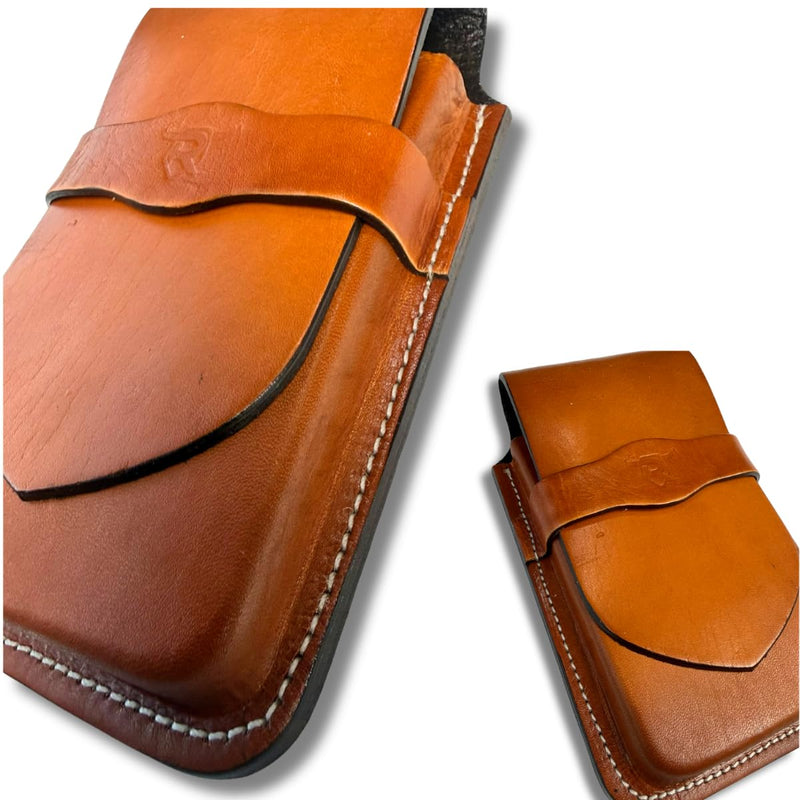 Leather Phone Holster for iPhone 17/16/15/14 Pro Max & Plus – Genuine Leather Belt Clip Cell Phone Case for Galaxy S25/S24/S23 Ultra & Plus – Handmade Belt Pouch for Men