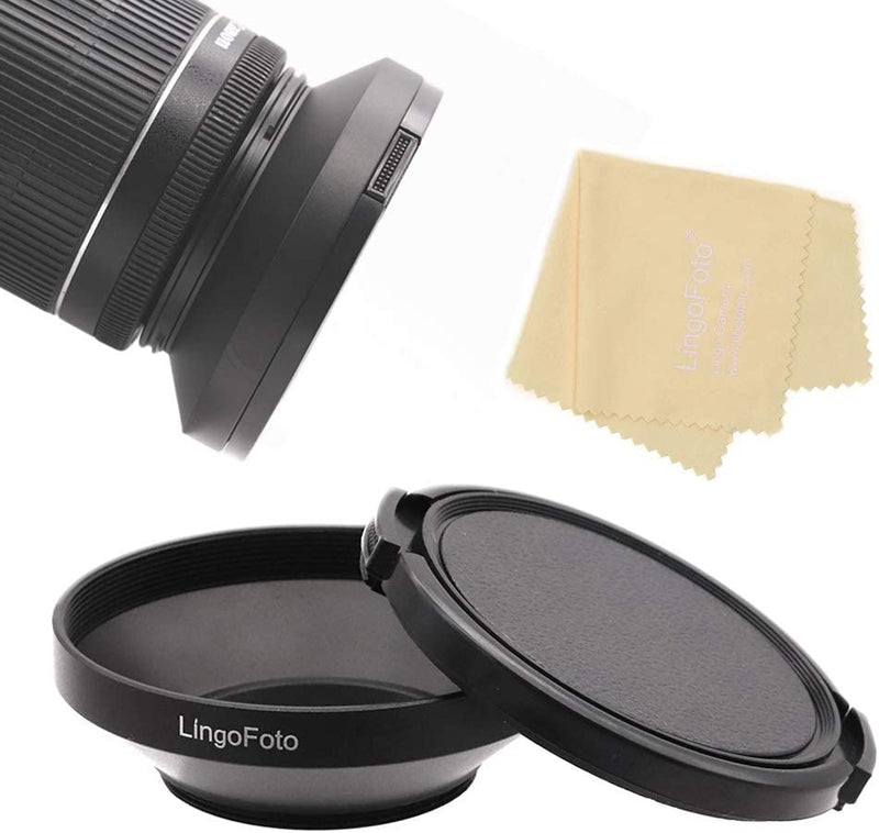 Fotasy Metal Screw-In Lens Hood for Panasonic Lumix 14mm F2.5 /Panasonic 20mm f1.7 Lens/ Olympus M.Zuiko 17mm f1.8 Lens, 46mm Curved Lens Hood, Panasonic 20mm f1.7 Lens Hood, + Lens Cap