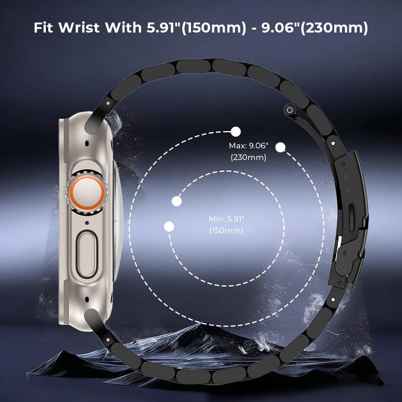 26mm Wide Rugged Titanium Band for Apple Watch Ultra 3/2/1 49mm | Metal Strap for iWatch Series 11/10 46mm|Ultra Color Match,40% Lightweight,Skin-Friendly,Water Resistance,Fit Wrist 6.3''-9'' black 49/46/45/44/42mm (series 3 2 1)