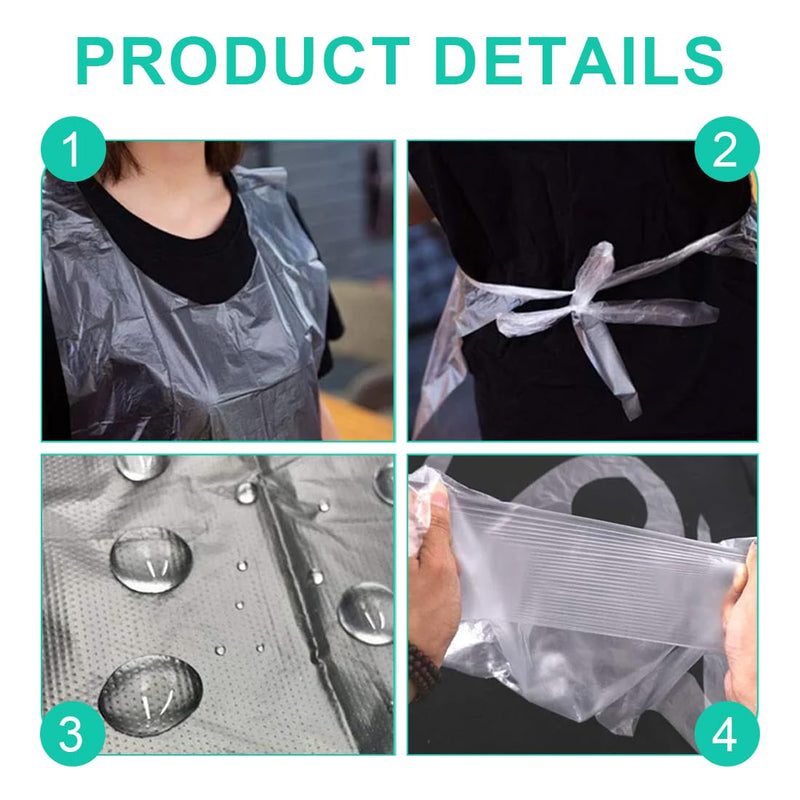 AOEVUIR Pack of 25 Disposable Aprons for Children Disposable Aprons Plastic Aprons Waterproof Small Transparent Polyethylene Aprons for Crafts Painting Cooking