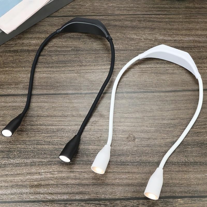 Portable LED Neck Reading Light, 3 Color Dimmable 360° Flexible Lamp-No Battery Included, Hands Free Light for Bed Reading Running Travel Emergency-Black