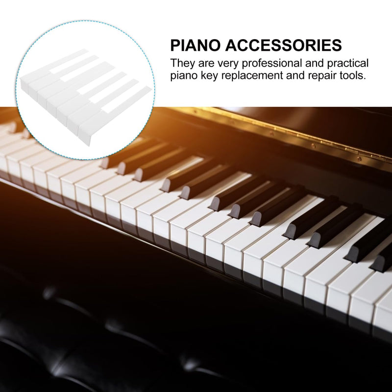 52Pcs Acrylic Piano Keytops Replacement Set for Upright Piano Professional Repair Tools for Key Restoration and Maintenance White 15.8X2.3X1.2CM
