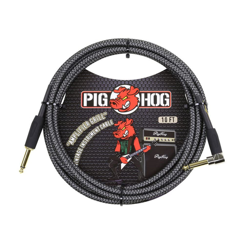 2 Pack Pig Hog Instrument Cable Amp Grill 1/4' to 1/4' Right Angle 10 ft., PCH10AGR