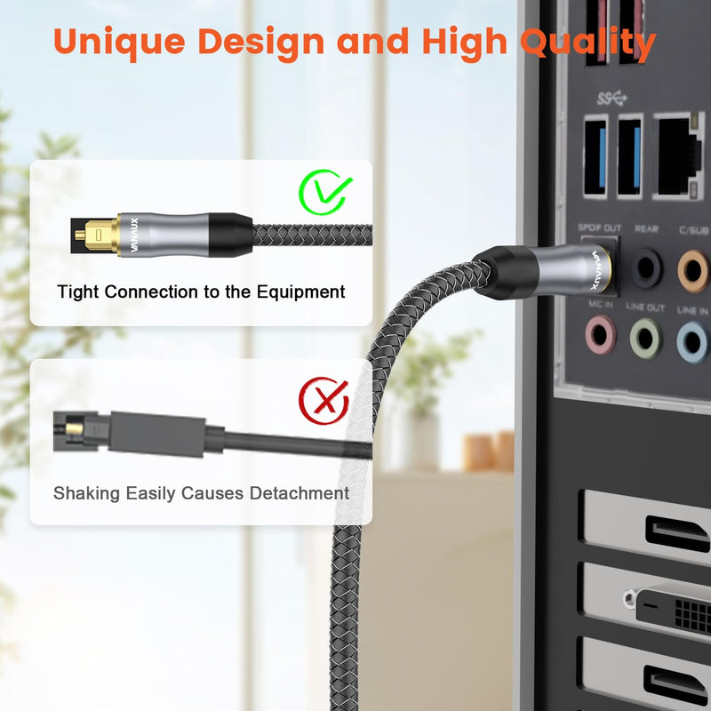 [AUSTRALIA] - VANAUX Toslink to Mini Toslink Digital Optical Cable,S/PDIF Fiber Optic Audio Cable,24K Gold Plated for TV,Soundbars,Stereo Systems【Not A 3.5mm Auxiliary Plug】(20ft/6m) Mini Toslink to Toslink 20 ft 