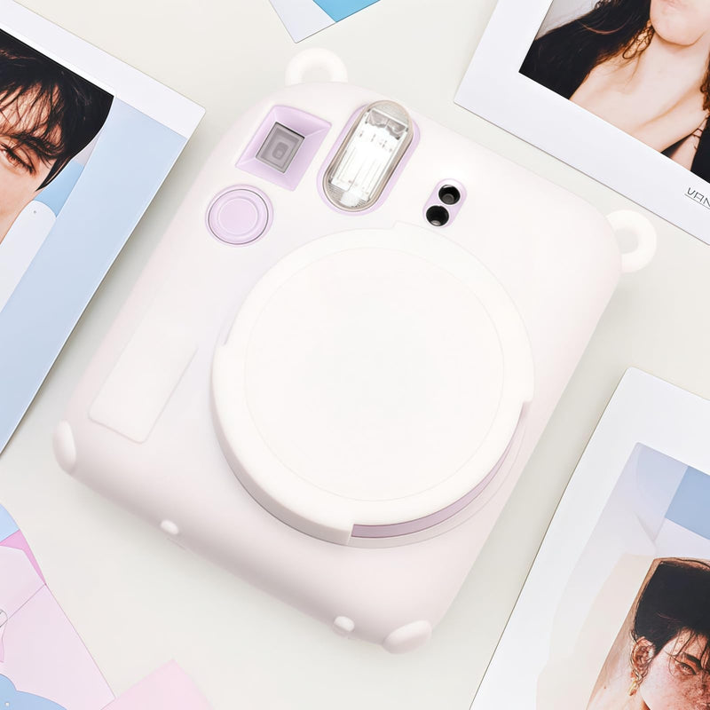 [AUSTRALIA] - Instant Mini 12 Camera Protective Case Compatible with Instax Mini 12, Soft Case Cover Rubber Camera Sleeve with Removable Lens Cover, Includes Wrist Strap (White) White 