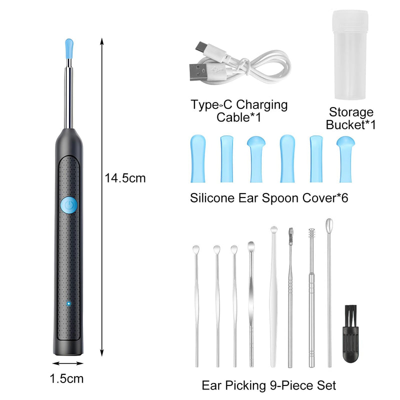liuchanghe Ear Wax Remover Otoscope, 1920P WiFi Ear Cleaner, IP67 Waterproof Otoscope Ear, 360° Wide Angle Otoscope Camera with 6 LEDs for iPhone, iPad and Android Smartphones (Black)