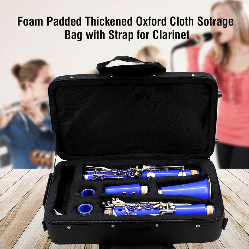 Clarinet Case,Water resistant Clarinet Bag Case Black Foam Padded Thickened Ox Cloth Storage Bag with Strap for Clarinet Case