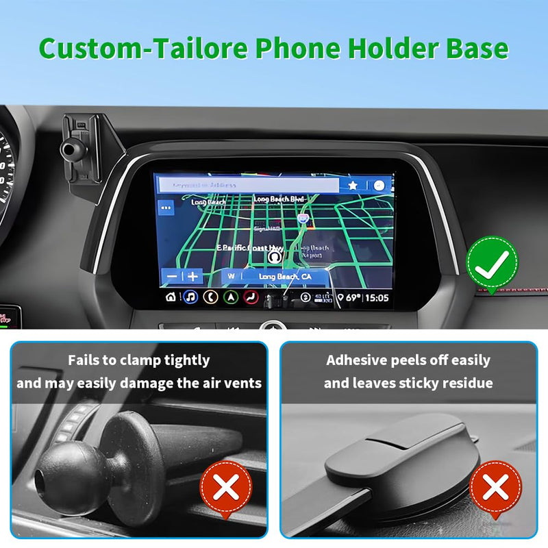 Qi2.2 Max 25W Fast Wireless Car Charger Phone Holder for Chevrolet Chevy Camaro 2016 2017 2018 2019 2020 2021 2022 2023 2024 Auto Accessories Magnetic Cell Phones Mount Compatible with MagSafe