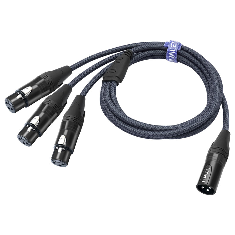5FT 3Pin XLR 1 Male to 3 Female Y Splitter Cable,3 Way XLR Splitter Balance 1 Male to 3 Female Audio Cable for Mixer, Microphone,3 Microphones are Connected to one Input 5Feet XLR 1 M To 3 F