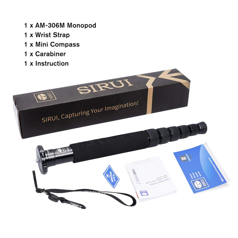 [AUSTRALIA] - SIRUI AM-306M Camera Monopod, 6-Section 15.6-61.4 inches Aluminum Alloy Extendable Compact Lightweight Portable Travel Monopod for DSLR Cameras, Payload 17.6 lbs/8kg 