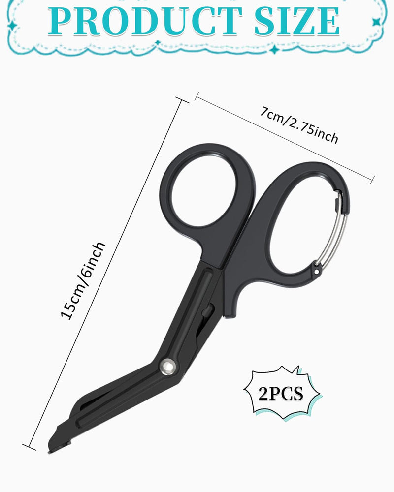 QLEUIFT Medical Bandage Scissors, Medical Scissors, EMT and Trauma Scissors, Stainless Steel Bandage Scissors, 15 cm, Bent Stealth for Nurses, Medical Students, Emergency Room, Black
