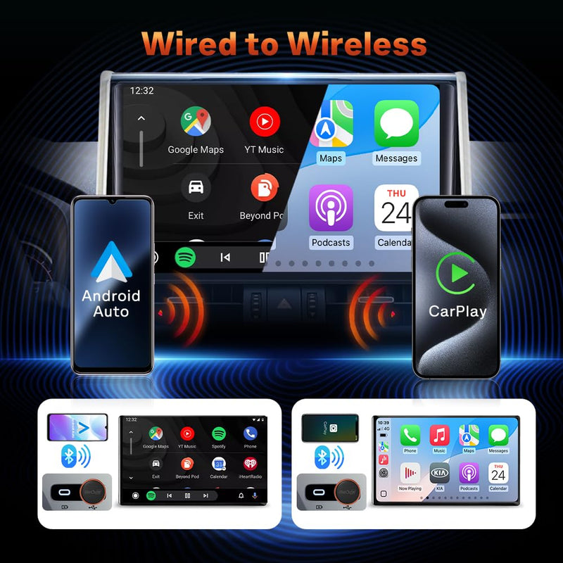 2-in-1 Wireless CarPlay & Android Auto Adapter - CarlinKit MINI Ultra3 | Converts Factory Wired CarPlay or Android Auto to Wireless | Auto Connect | for iPhone & Android | Ultra-Compact Design