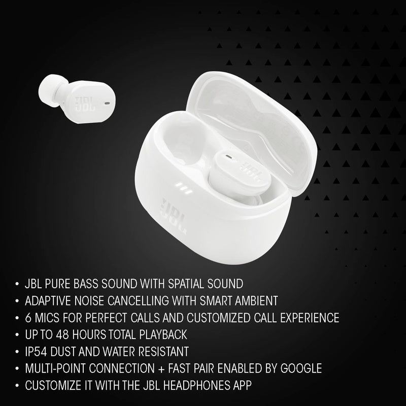 JBL Tune Buds 2 - Noise Cancelling Earbuds - Black | JBL Pure Bass Sound with Spatial Sound, Adaptive noise cancelling with Smart Ambient, Personi-Fi 30