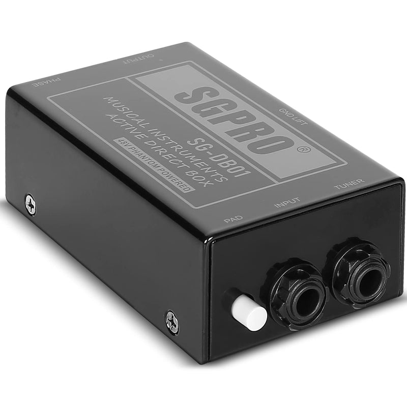 Active Direct Box, Recording Signal DI Box for Musical Instruments as Guitar, Bass Guitar, and Keyboard Live Performance or Studio, 1/4" to XLR, Ground Lift 48V Phantom Powered Compact Unit