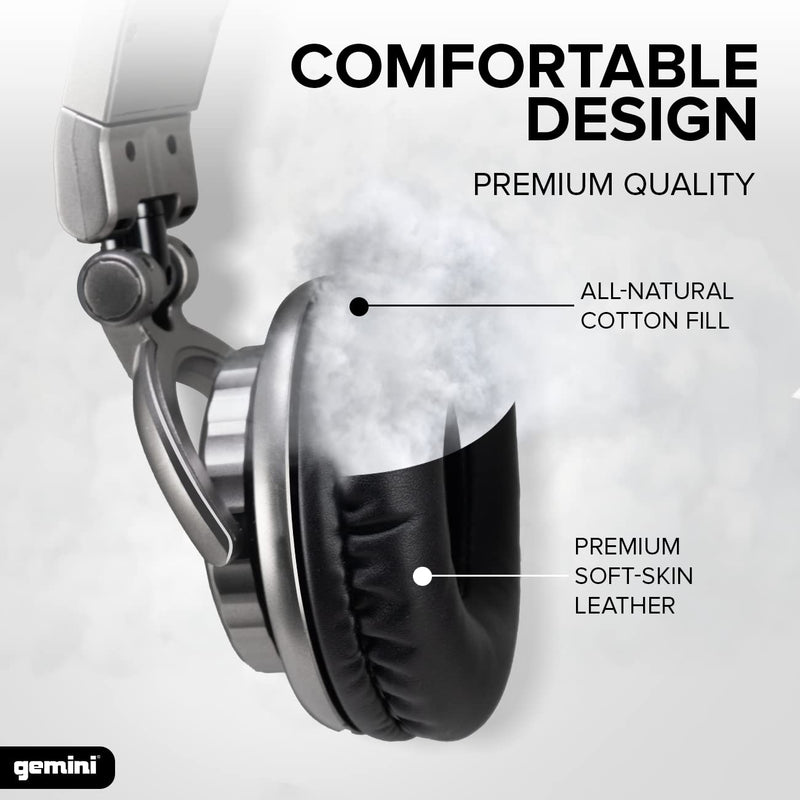 Gemini Sound DJX-500 Professional DJ Headphones, Over-Ear, Wired, 90°/180° Rotating Joints, 57mm Drivers, Padded Ear Cups - Ideal for Studio Monitoring