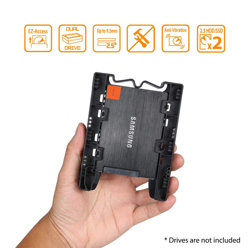 ICY DOCK Dual 2.5" HDD & SSD Light Weight Mounting Bracket for Internal 3.5" Drive Bay | EZ-Fit Lite MB290SP-B 2 Bay
