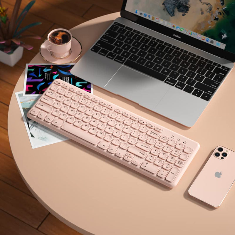Wireless Keyboard and Mouse Combo,JieruiDeng 2.4Ghz USB Cordless Slim Silent Keyboard and Mouse Kit Home Office Game Use for Computer,Laptop,PC Desktops,Mac (Pink) Pink