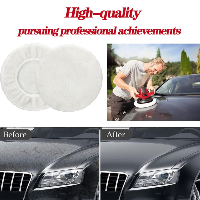 behone Set of 6 Lambswool Polishing Hoods for Einhell Cordless Car Polisher CE-CB 18/254 Li, CC-PO 90, for 220-250 mm Polishing Machines, Perfect for Car Paint Care, Metal Polish, Sustainable Reusable