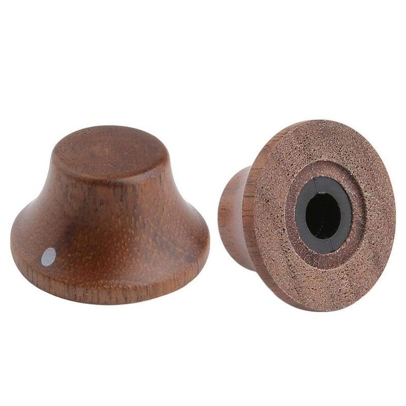 KAISH 4-Pack Wood Knobs LP/Strat Style Bell Knobs Guitar Bass Top Hat Wood Knob with Indicator Dot Walnut Wood Pack of 4