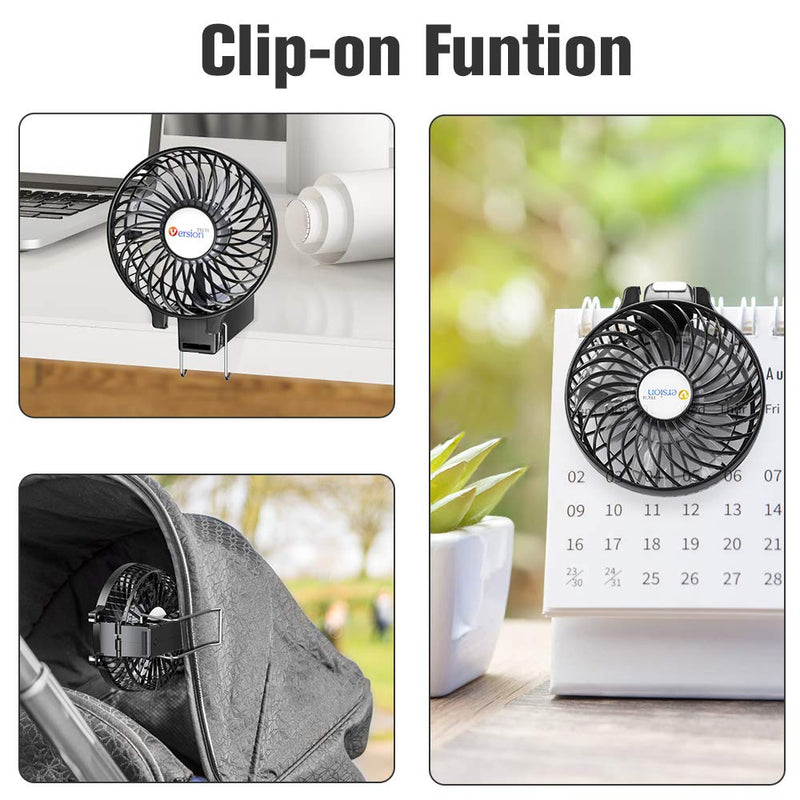 VersionTECH. Mini Handheld Fan, USB Desk Fan, Small Personal Portable Table Fan with USB Rechargeable Battery Operated Cooling Folding Electric Fan for Travel Office Room Household Black