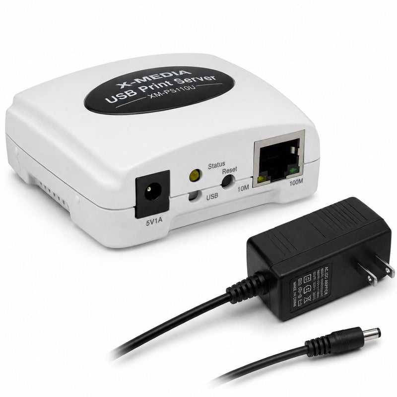 X-MEDIA XM-PS110U 1-Port 10/100Mbps Fast Ethernet USB Print Server | USB 2.0 Port Network Print Server