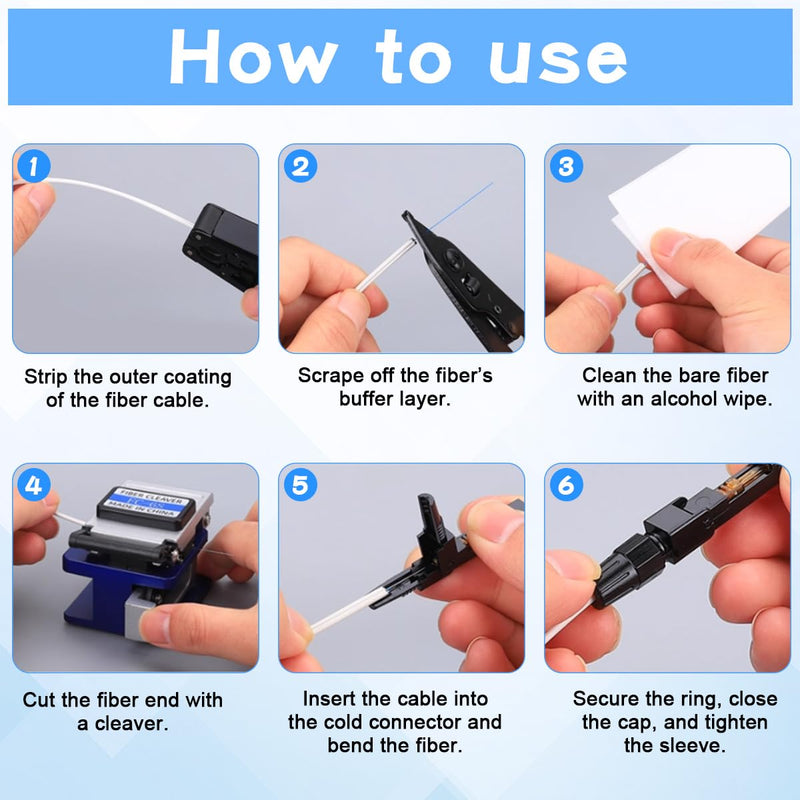 Zuxbolf 12 Stück Glasfaser Verbinder SC/APC Stecker Glasfaser Schnellverbinder Schnelle Adapter Glasfaserstecker Schnellkupplung Glasfaseranschluss für Singlemode Glasfaserverbindungen