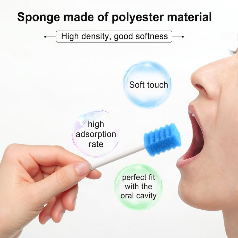 ARGOMAX Mouth Sponges Swabs, Pack of 100 Oral Care Sponge Swabs, Cleaning Mouth Swabs, Oral Hygiene Sponge, Mouth Care Swabs, Cotton Buds, Oral Care Sticks, Foam for Oral Hygiene, Blue