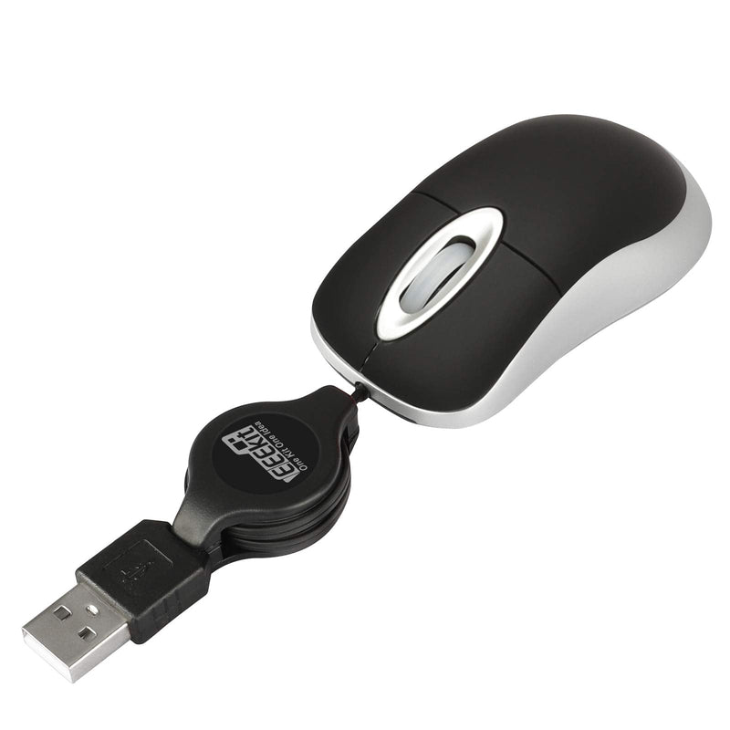 EEEKit 2 Pack Mini Retractable Cable Wired USB Optical Mouse, USB Mini Mouse, Compact USB Mouse for Kids Travel，Mini Mouse for Laptop Apple Mac HP Dell Lenovo Thinkpad Sony Asus Acer Tablet PC Laptop Black