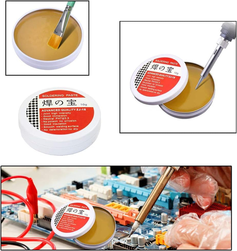4 in 1 Soldering Tool Kit Soldering Tip Cleaner + 0.8mm Solder Wire (20g) + Rosin Flux Paste (10g) No-Clean Soldering Core 4 in 1 Soldering Tool Kit