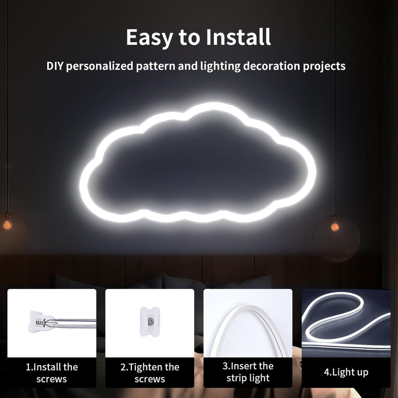 [AUSTRALIA] - iNextStation 12V White LED Strip Lights 16.4FT/5M, IP65 Waterproof Silicone Neon Light Strip, Flexible Led Rope Lights for DIY, Cuttable, LED Light Strip for Bedroom, Indoor, Outdoor(with Plug) 16.4FT With Adapter 