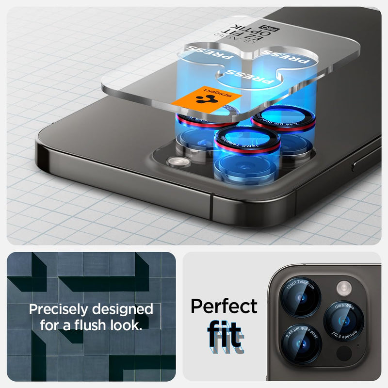 Spigen Camera Lens Screen Protector [GlasTR EZ Fit Optik Pro] Designed for iPhone 15 Pro Max/iPhone 15 Pro/iPhone 14 Pro Max/iPhone 14 Pro [Case Friendly] - L-Series [2 Pack]