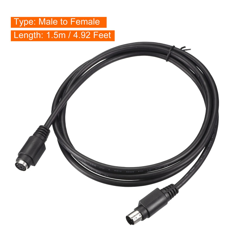 MECCANIXITY PS/2 Mouse and Keyboard Extension Cable 6 Pin 4.92 Feet Male to Female for PC Black