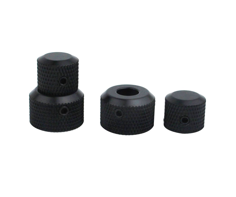 Guyker 2Pcs Brass Concentric Stacked Knobs, Dual Knurled Control Knobs, High Grade Dome Volume Tone Knob Replacement for Electric Guitar or Precision Bass - CNC Machined (Black) Black