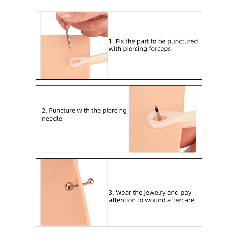 zalati Piercing Needles 10pcs Disposable Body Puncture Needles Stainless Steel Single Pack with Spone Cover Ball for Ear, Nose, Lip, Navel Piercing - 14g 14G Piercing Needles