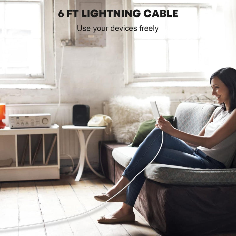 [AUSTRALIA] - iPad iPhone Charger Fast Charging [ Apple Certified ] 2Set 6FT USB to Lightning Cable iPad Cord with 12W Foldable Block iPhone Charging Travel Wall Plug Compatible with iPad, iPad Pro, iPad Air,iPhone 