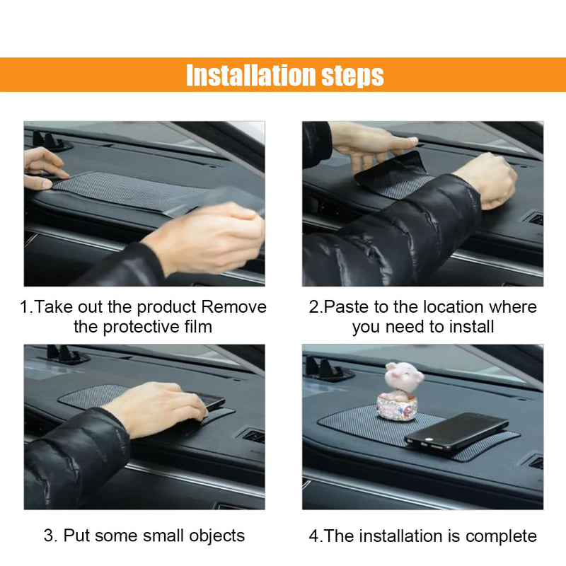 Car Dashboard Anti-Slip Mat, 10.6"×5.9" Universal Car Dash Sticky Rubber Mat, Multifunctional Non-Slip Adhesive Pad Auto Dash Gripping Mat for Cell Phones, Keys, Coins, Sunglasses (Grid) Grid