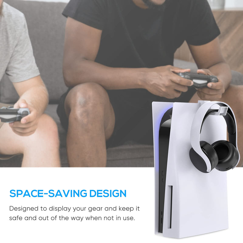 FYOUNG Headset Holder for PS5/for PS5 Slim, Hook Hanger for PS5 Headphone Hanger Holder, Headphone Stand for PS5/ PS5 Slim (White) White