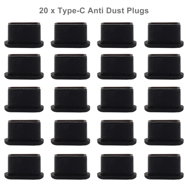 [AUSTRALIA] - 20Pcs Silicone USB C Anti Dust Plugs Type C Anti Dust Covers- Compatible with Samsung Galaxy, MacBook, Pixel, Laptop, Cell Phone - Black USB Type-C Dust Covers for Charging Port 20 Pcs 