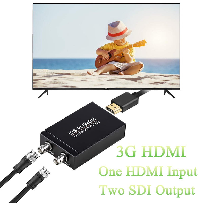 [AUSTRALIA] - HDMI to SDI Converter, HDMI in Two SDI Output SD HD 3G-SDI Video Adapter Auto Format Detection Video Converter Stereo Audio Embedder for Camera HDMI to SDI 