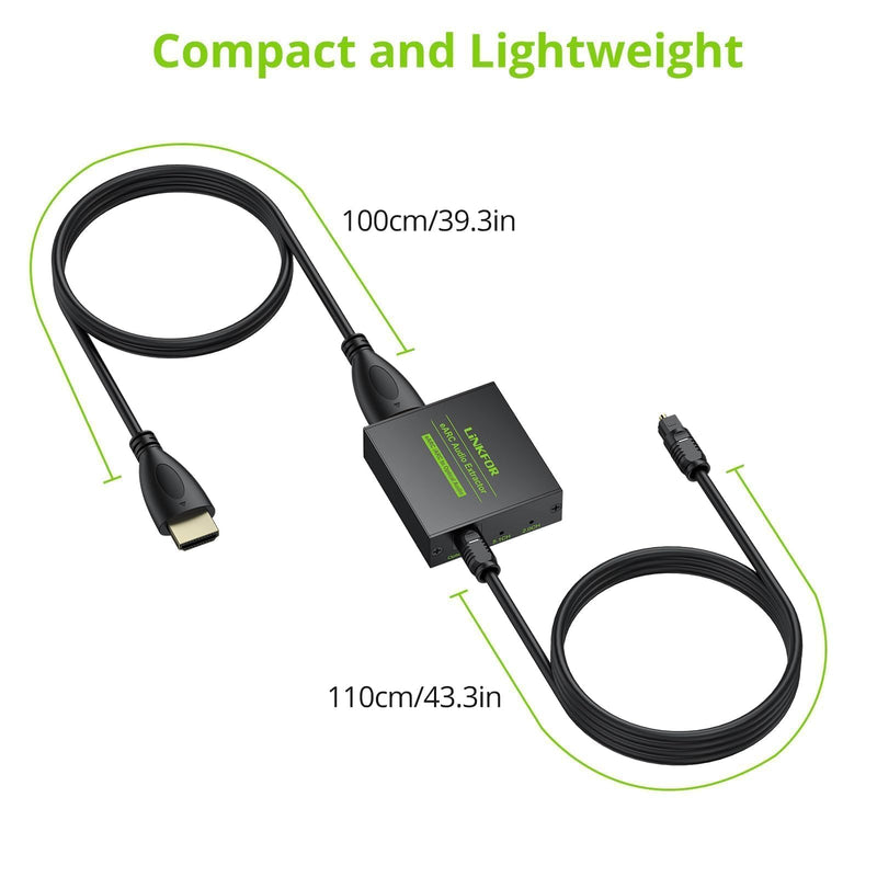 LiNKFOR eARC/ARC Audio Extractor, HDMI eARC to Optical Converter with Audio Signal Indicator & 2.1M Cable, 192kHz, Dolby 5.1 DTS 5.1, for TV to Soundbar,Wireless Headphones,Home Theater(NO CEC)