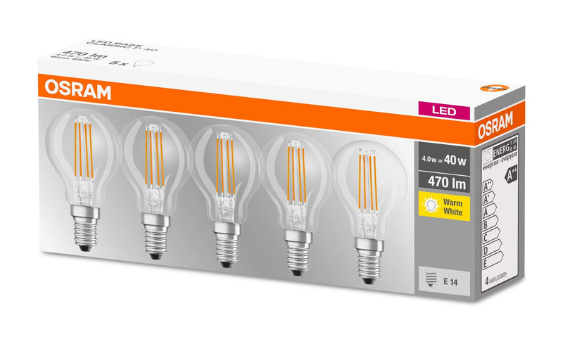 Osram LED light bulb 2700k Warm White 5 Pack 40W Tear Drop