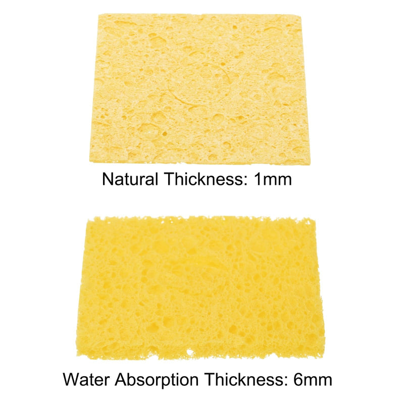 QUARKZMAN 35 Pieces Soldering Sponge 6 x 6 cm Square with Holes, Deep Yellow Cleaning Pads, Replacement for Soldering Iron for Cleaning the Soldering Iron
