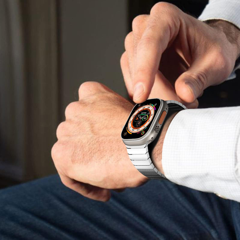 Compatible for Apple Watch Metal Bands, Silver 38mm 40mm 41mm iWatch Strap Ultra10 9 8 7 6 5 4 3 2 1 SE,Simple and Stylish Smartwatch Wristband Women Men