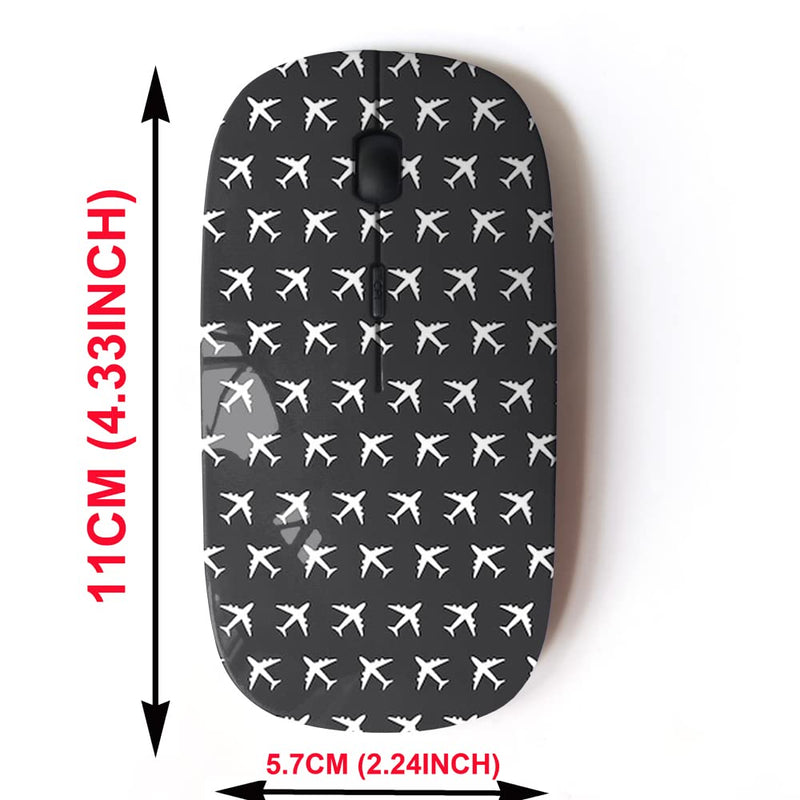 2.4G Wireless Mouse with Cute Pattern Design for All Laptops and Desktops with Nano Receiver - Airplane Commercial Aviation Sign