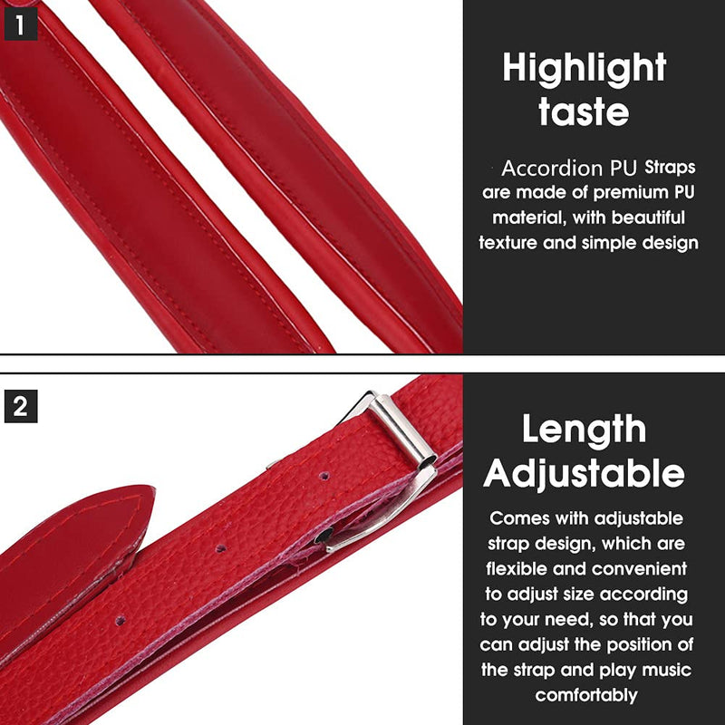 [AUSTRALIA] - VGEBY Adjustable faux leather accordion strap for 16-120 bass Red 